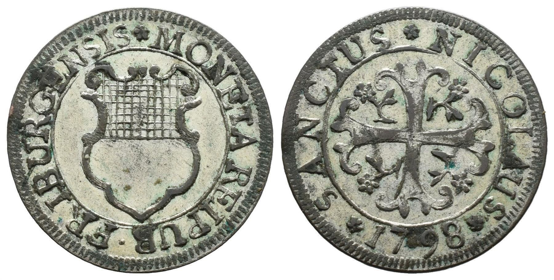 Tutti le monete: Freiburg Halbbatzen 1798   /2769 – Usato da Trimbach venduto da Solothurn1