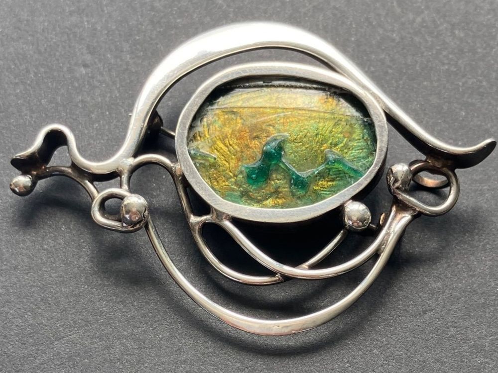 Broche Ancienne Art Nouveau En Argent Sterling Poinçonnée 925 - Occasion