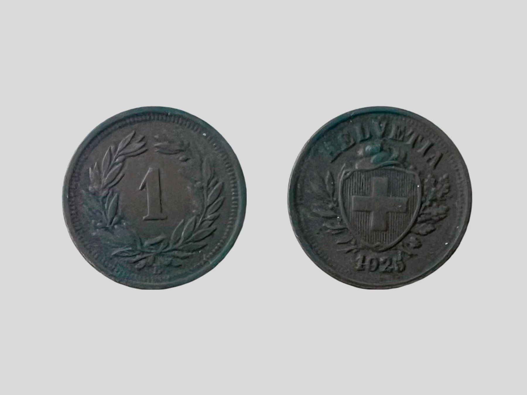 Alle Münzen: AB 1.- / 1 Rappen 1925 – Gebraucht aus Wohlenschwil von Amadeus-Auctions