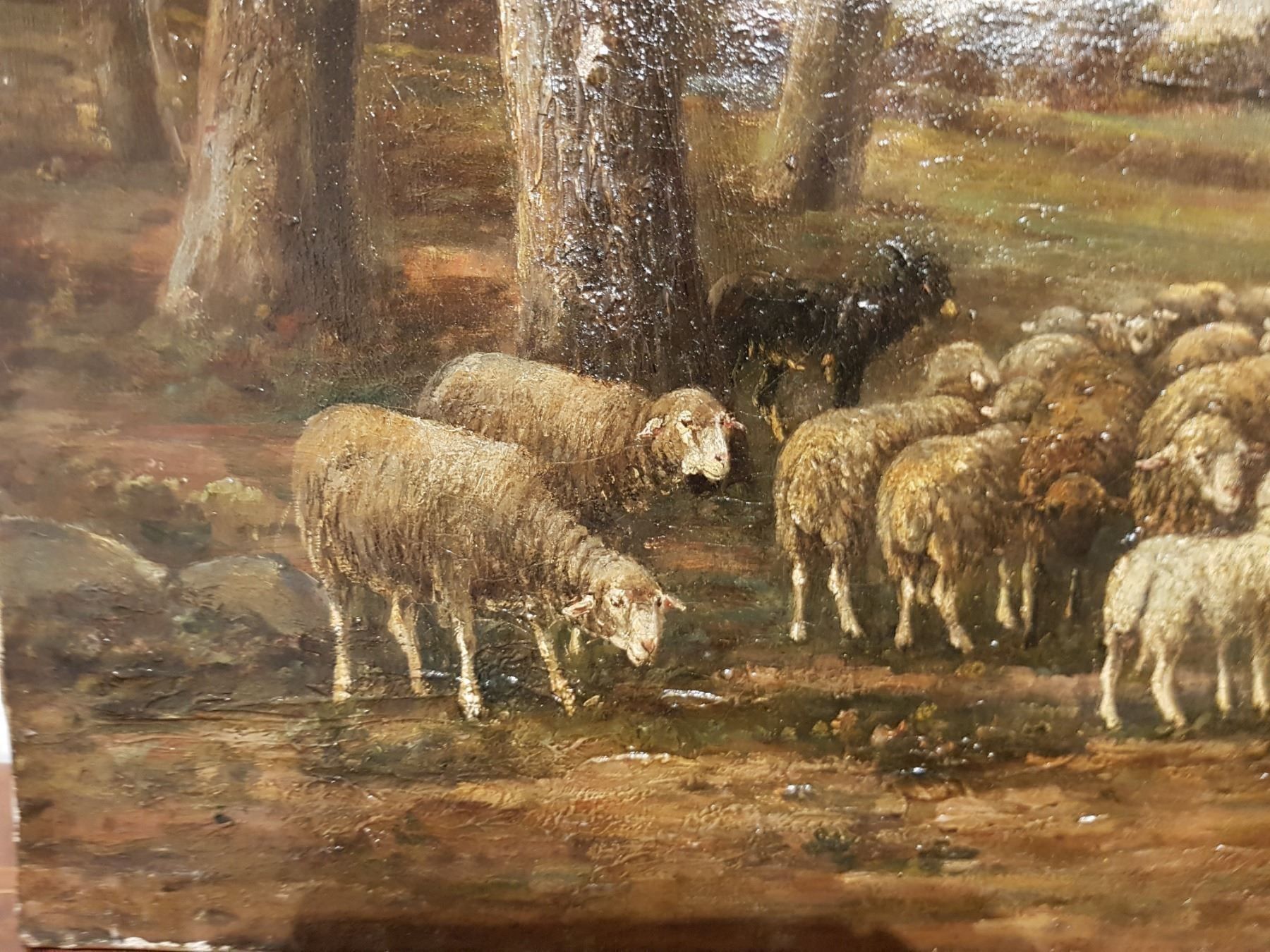 Dipinti: beau tableau 19ème berger et ses moutons – Usato da Lausanne venduto da leneko 3