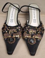 Elegante Frizzante Slingpumps, Gr. 38, Schwarz, Leder