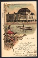 Litho Zürich, Stadt-Theater mit Dampfer