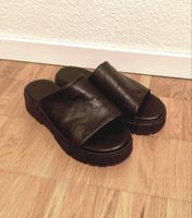 Sandalen Moules Leder schwarz Plattform