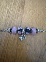 Armband mit Anhänger und Glasperlen silberfarben neu