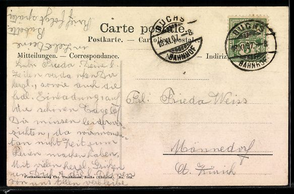 Cartoline postali: Buchs, Strassenpartie In der Graf mit Ki – Usato da Berlin venduto da bartko-reher 1