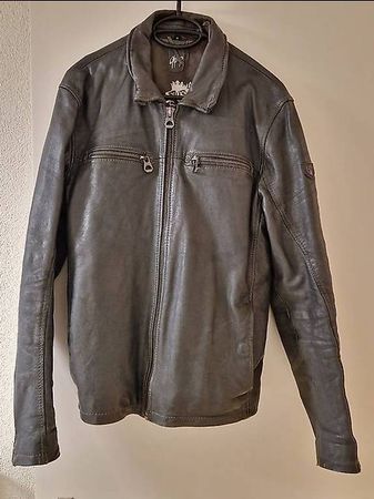 Lederjacke Grau