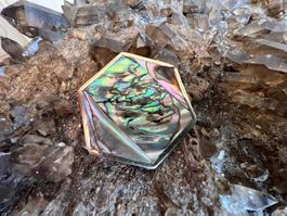 Statement Brosche 6 -eckig 925 Silber Abalone Paua Muschel