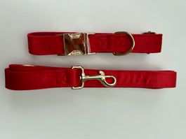 NEU❣️Hundehalsband und Leine Samt, rot