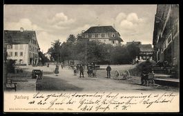 AK Aarburg, Platz mit Bäumen und Passanten
