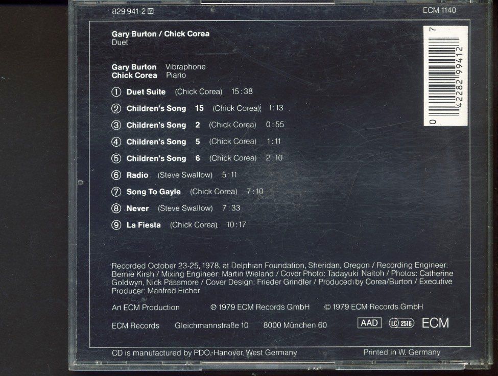 CDs: Duet - Chick Corea - Gary Burton – Gebraucht aus Delémont von MaxPlan 1