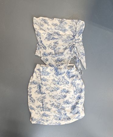 Sommer Set blau-weiss mit Muster, Gr. XS