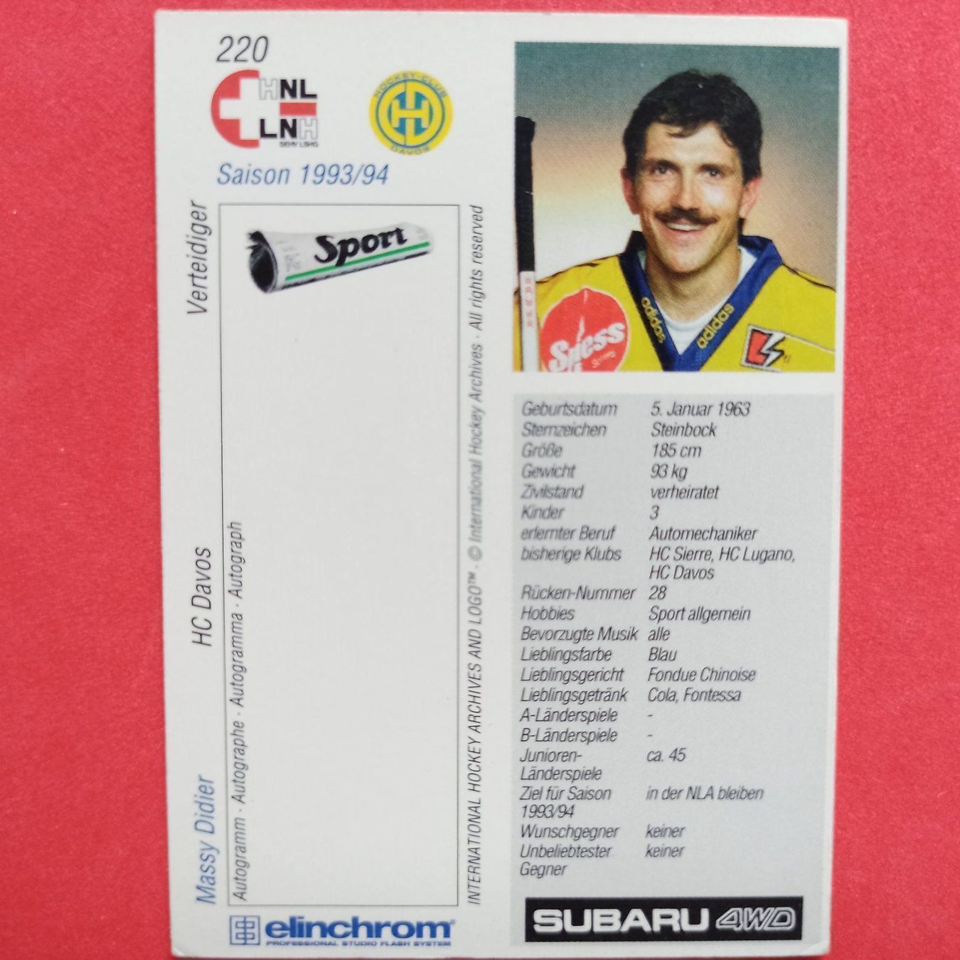 Carte collezionabili: Massy Didier - HCD - 1993/94 – Usato da Dübendorf venduto da kb86_MOVIE 1