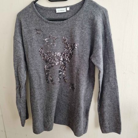 Pullover, Grau, Gr S, Winter Pulli / Reh Weihnacht