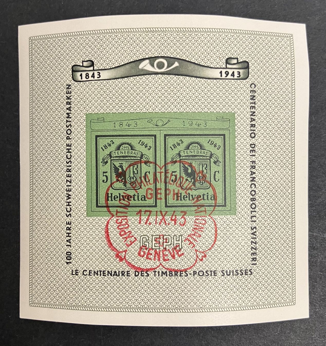 Tutti i francobolli: BLOCK GENF 1943 ET ⦿ – Usato da Oberwil BL venduto da SALOB