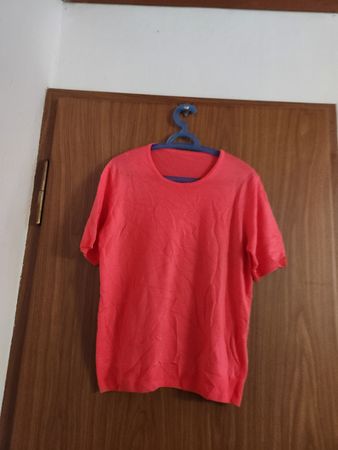 Pull Peter Hahn laine vierge rouge manches courtes 42/44