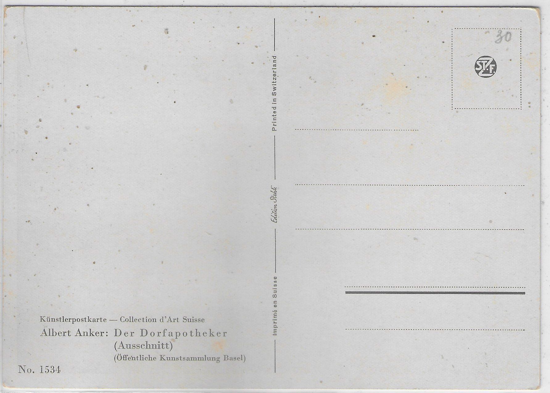 Cartoline postali: Albert Anker - Der Dorfapotheker – Usato da Ettingen venduto da Kartenplanet 1