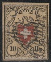 Schweiz Rayon II, Nr.16II, echt nicht repariert,vollrandig.