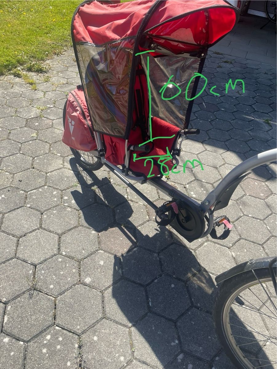 Rimorchi: Kinder- Tandem- Veloanhänger Rot mit Verdeck – Usato da Wilen b. Wil venduto da wigfried 1