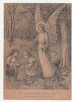 Kohlezeichnung von 1919 – Schutzengel mit Kindern – 20x28 cm