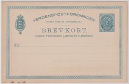 Dänisch Westindien: Postkarte 2 Cents ungebraucht