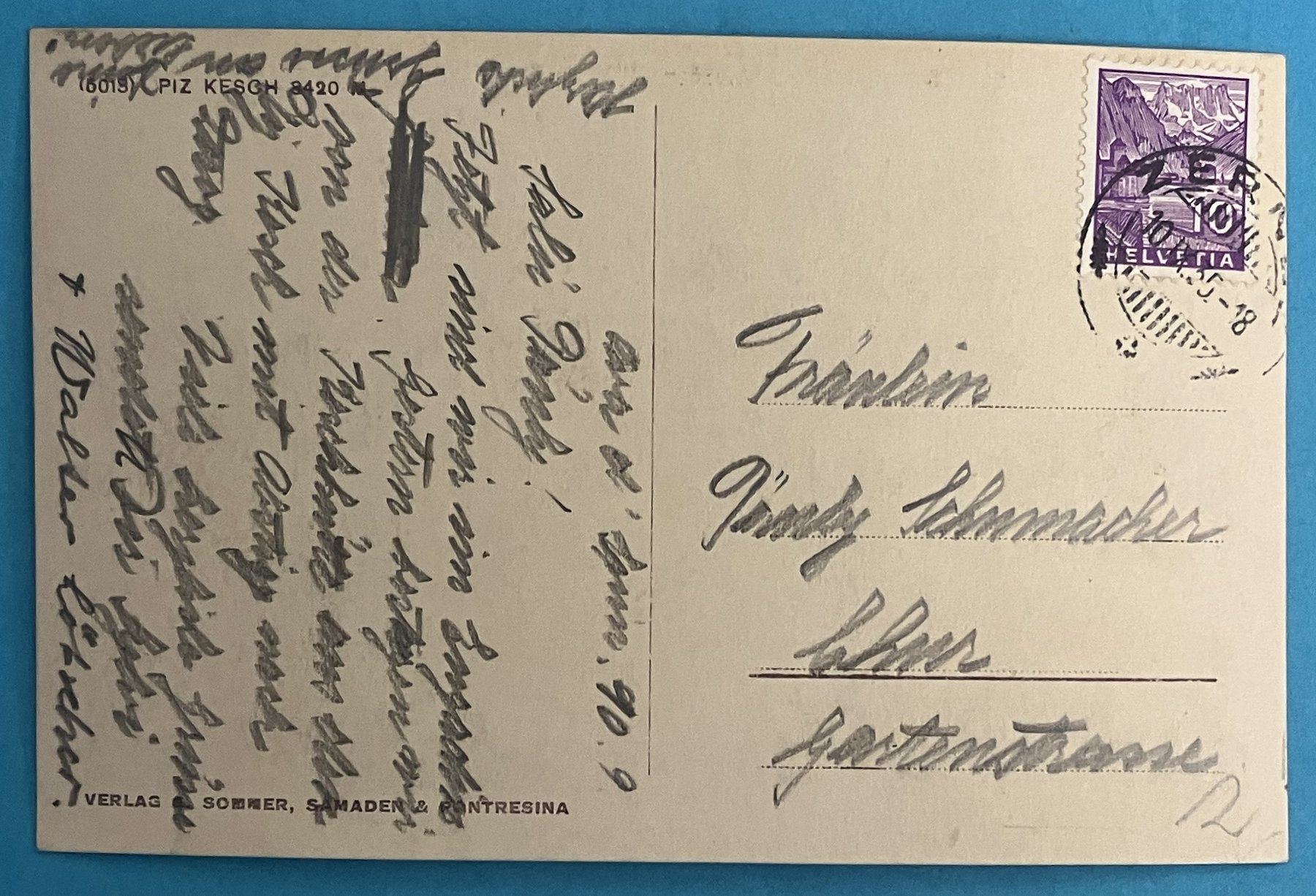 Cartoline postali: PIZ KESCH – Usato da Oberwil BL venduto da SALOB 1