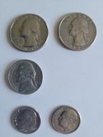 US 10 Cent ( One Dime) 1969 + 5 Cent 1962 + 2x 25 Cent