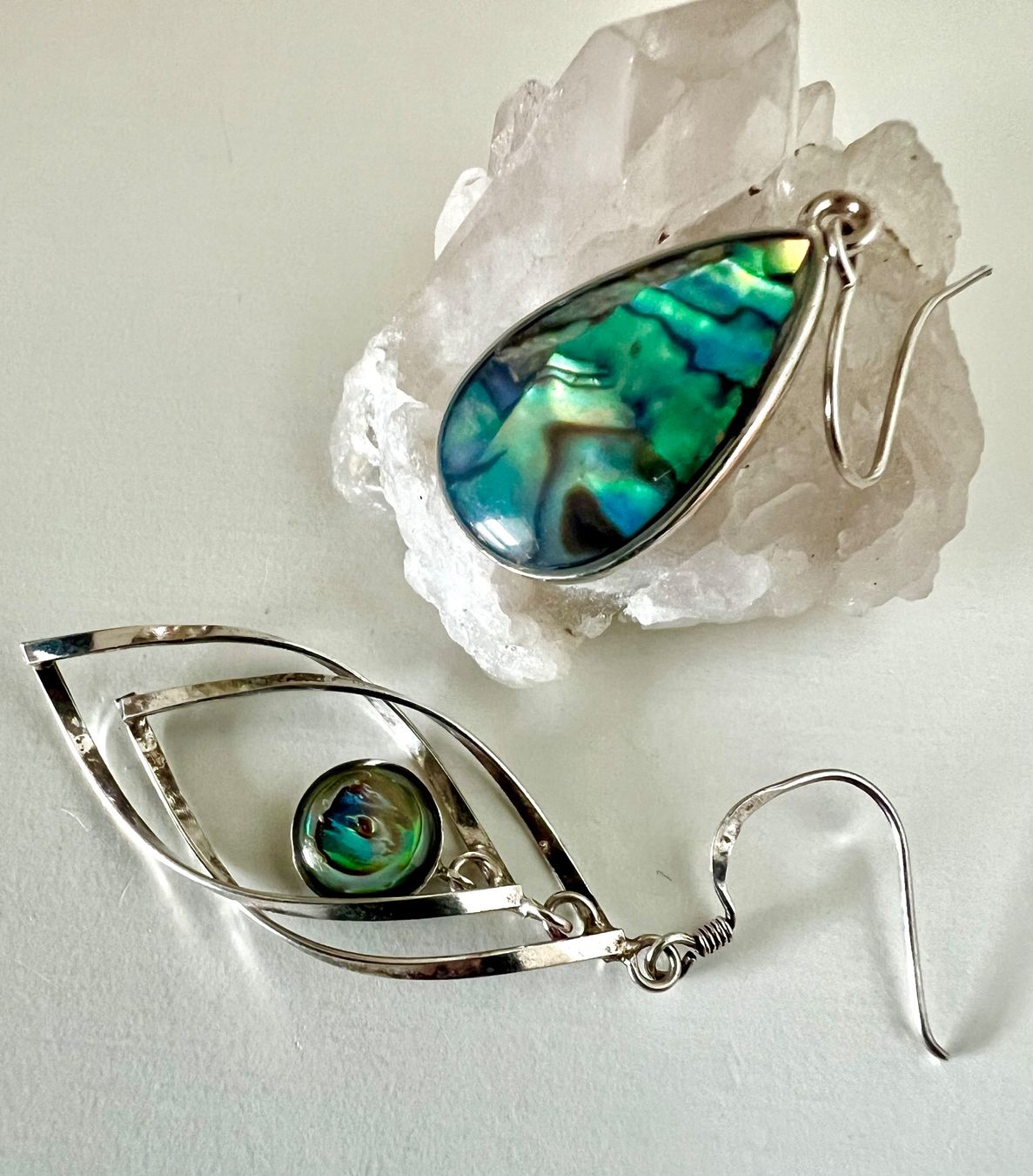 Ohrringe & -stecker: Abalone Ohrhänger Set Silber 925 schimmernd Vintage – Gebraucht aus Ruswil von artbyhand