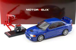Mitsubishi Lancer EVO 4 Icelleblue 1999 with engine 1/18 NEU