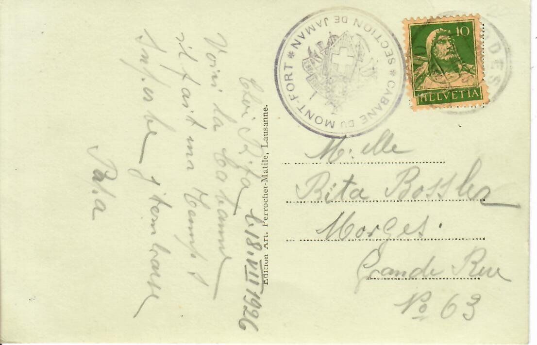 Cartoline postali: Cabane du Mont Fort  1926 – Usato da Hochdorf venduto da Ziegel-16 1