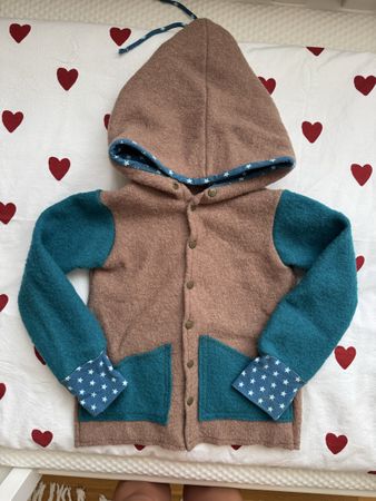 Kinder Wolljacke Grösse 98 Braun/Türkis