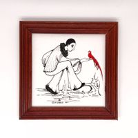 Gerahmtes Keramik Bild Pierrot, Art Deco 1960s