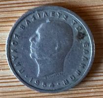 Griechenland 1 Drachme Münze, König Paul, Jahrgang 1954