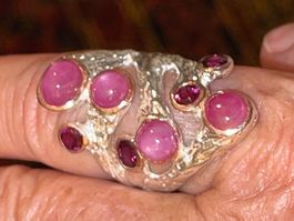 🎁 Star Rubies & Purple Garnets SS925 14k Gold handmade Ring