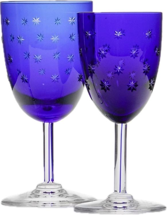 Saint-louis, Service De Verres, Modèle Firmament Bleu Et Or 