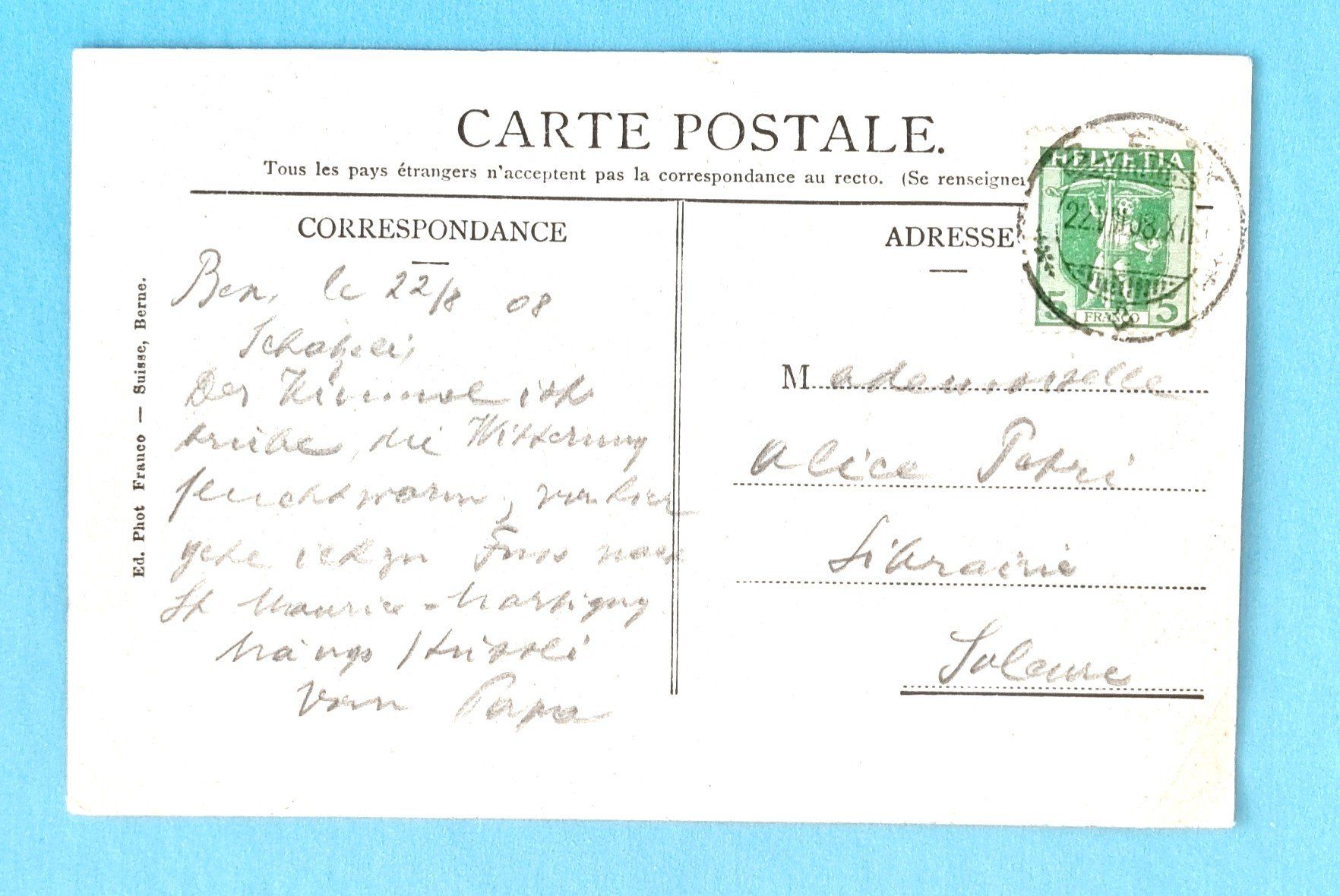 Ansichtskarten: Bex - Rue du Village - Kutsche - 1908 – Gebraucht aus Rothrist von RROENK 1