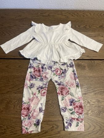 Mädchen Kleider Set weiss mit Blumen Grösse 18-24M