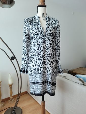 Kleid S'nob by sans noblesse Schwarz- Weiss Seide, Grösse S 