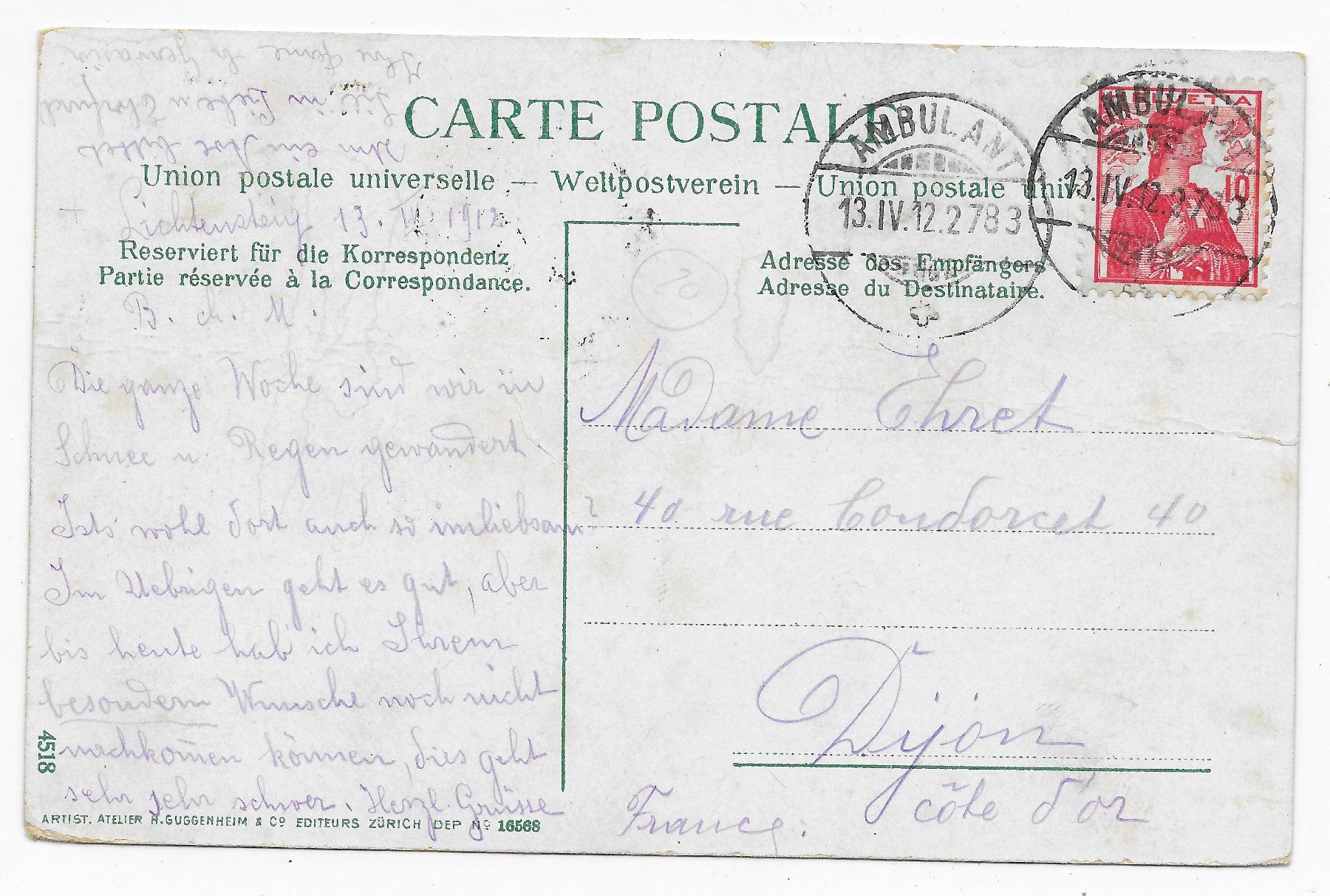 Ansichtskarten: Toggenburger Sennen, Bahnpoststempel – Gebraucht aus Hefenhofen von Richsalz 1