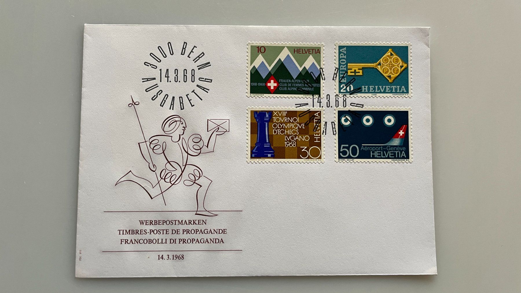 Alle Briefmarken: Kuvert mit 4 Werbepostmarken 14.03.1968 – Gebraucht aus Glattfelden von markweb