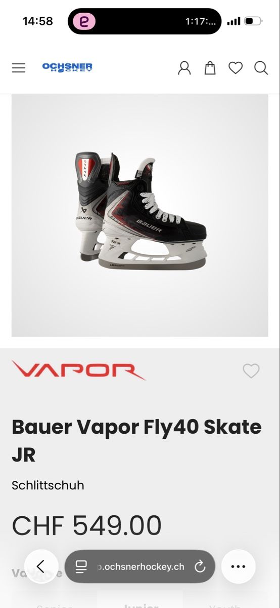 Bauer Pattini da ghiaccio: Bauer Vapor Fly 40 Junior Skates, Gr. 33 – Usato da Rotkreuz venduto da bar_lgv5 3