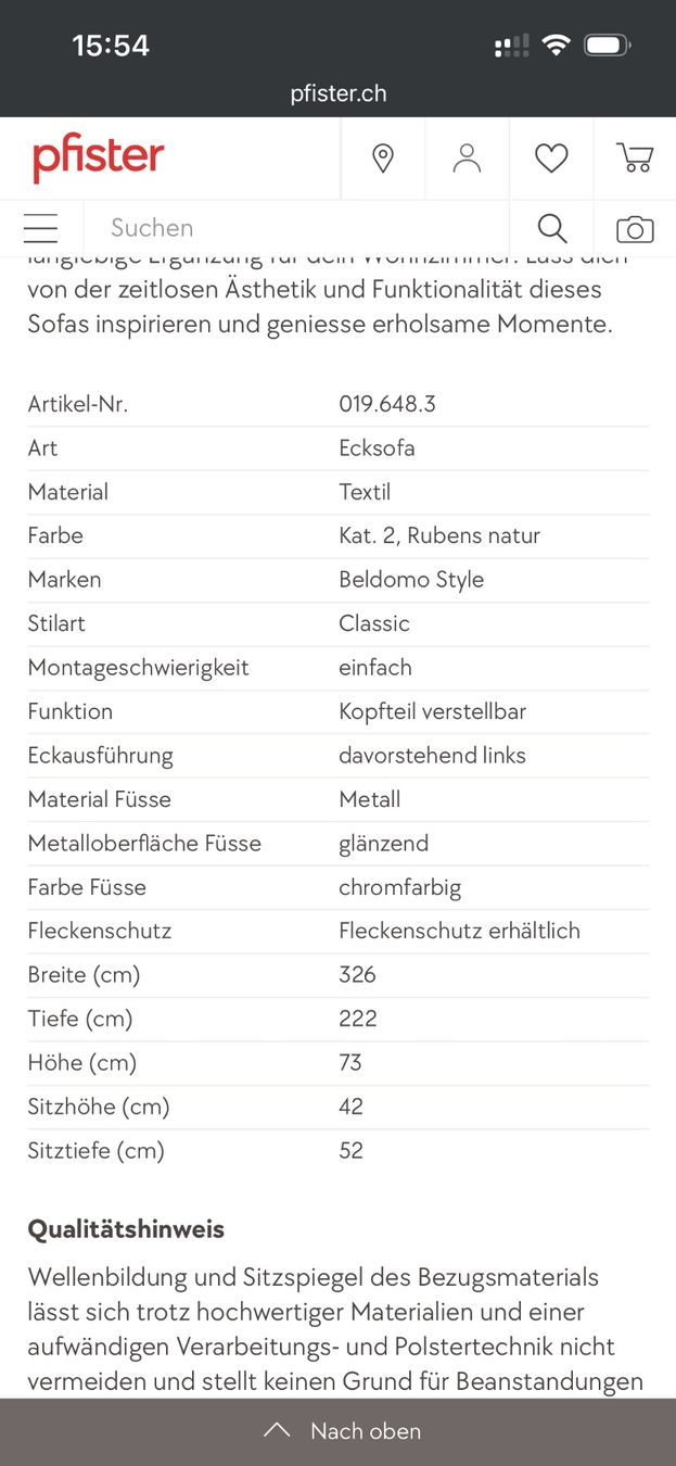 Pfister Divani: Sofa (Ecksofa von Pfister) – Usato da Wabern venduto da Bogi_1996 3