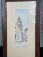 Aquarelle ancienne de Yverdon signée, cadre en bois, rare.