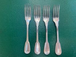 4 Silberne Gabeln, Vintage Besteck