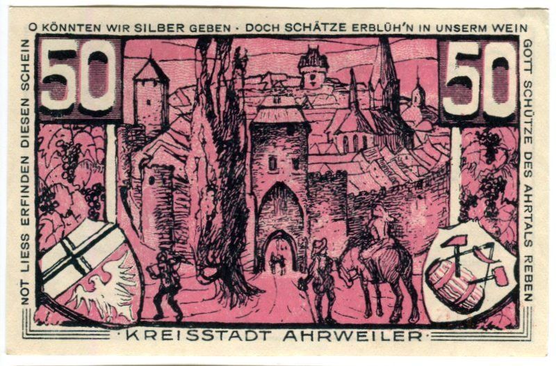 Banconote: Notgeld "50 Pfennig. Ahrweiler 1921" – Usato da Basel venduto da Butsch5 1