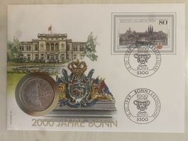 Numisbrief 10 Mark Silber 2000 Jahre Bonn