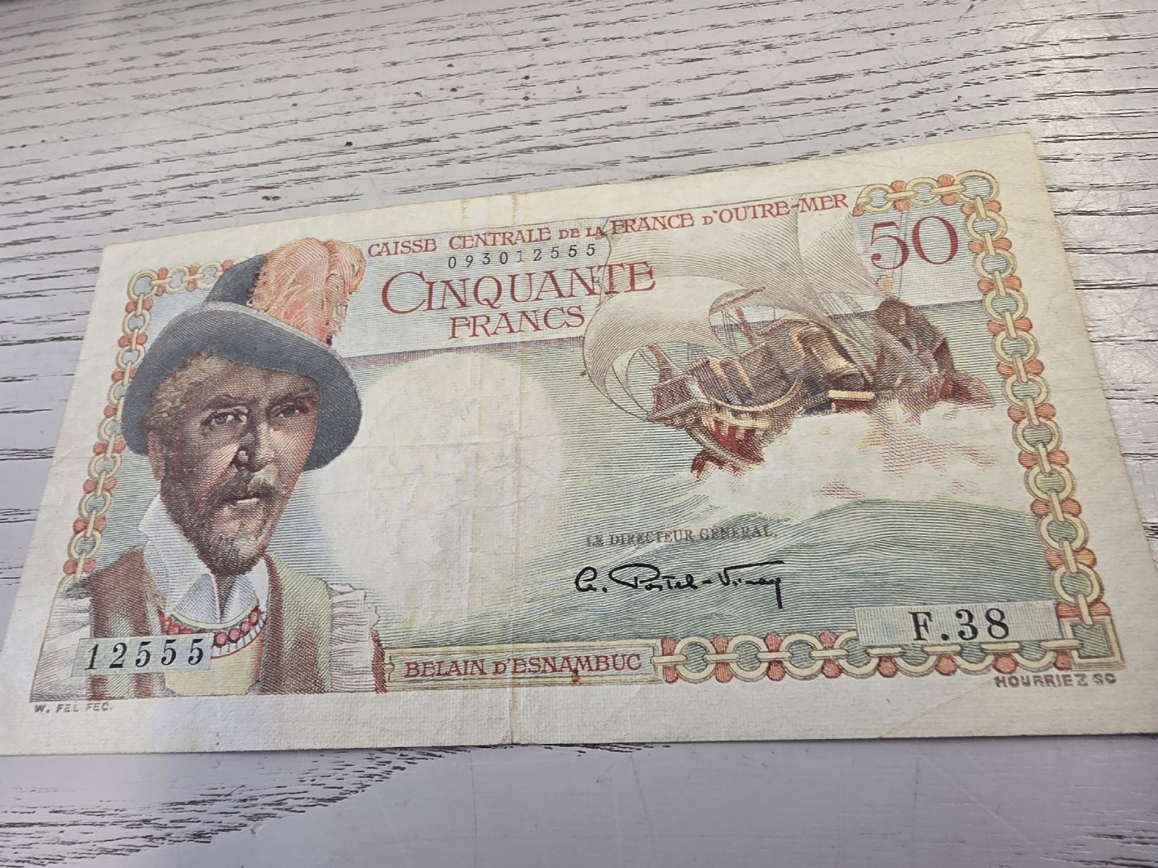Banknoten: Banknote 50 Francs Caisse Centrale gebraucht – Gebraucht aus Herisau von Antiques.AR