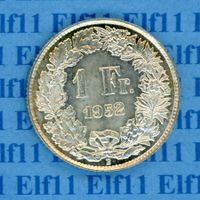 CHF___1.00 1952 stgl * nigelnagelneu! 1 Franken