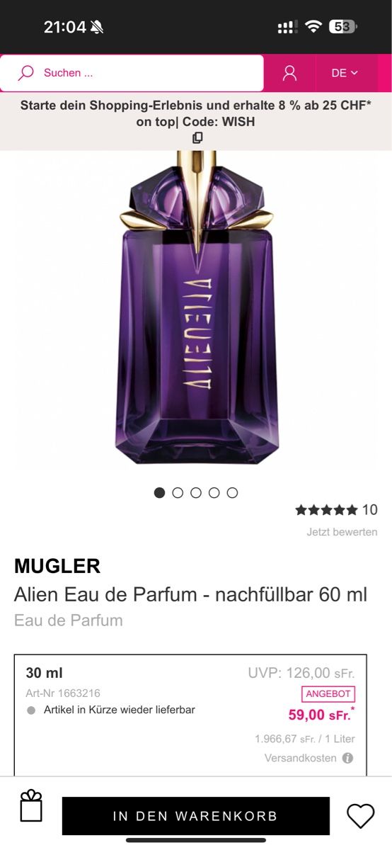 Mugler Parfum & Eau de Toilette: Alien Eau de Parfum 60 ml – Gebraucht aus Widnau von Pukpan_99 3