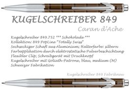 849.752 SCHOKOLADE * 849 Caran d'Ache * Goliath Blau M +Etui