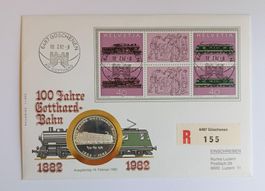 Numisbrief 100 Jahre Gotthardbahn Silbermedaille ab 1 Fr. !!